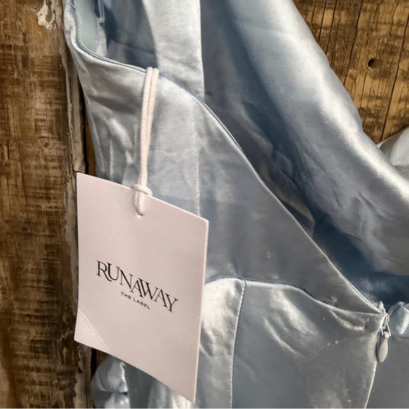 Runaway the Label Havanna Dress Blue satin Maxi slip gown Revolve NWT XS - Picture 8 of 8